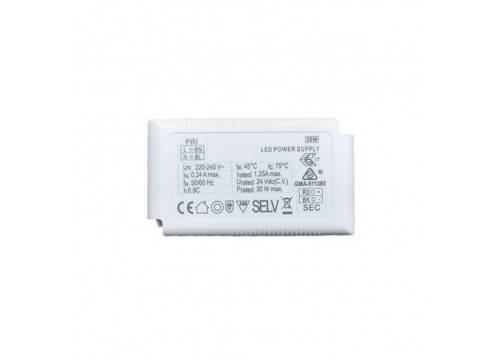 Power supply 24VDC 30W IP20 On-Off (Slim)