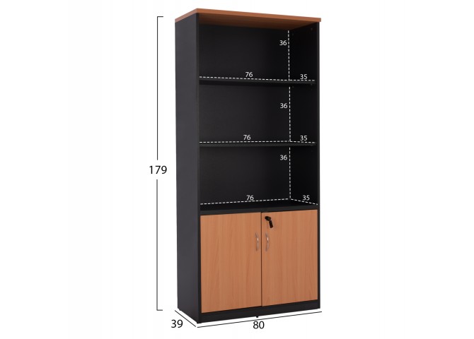 Βιβλιοθήκη γραφείου σε χρώμα οξιάς 80x40x180cm