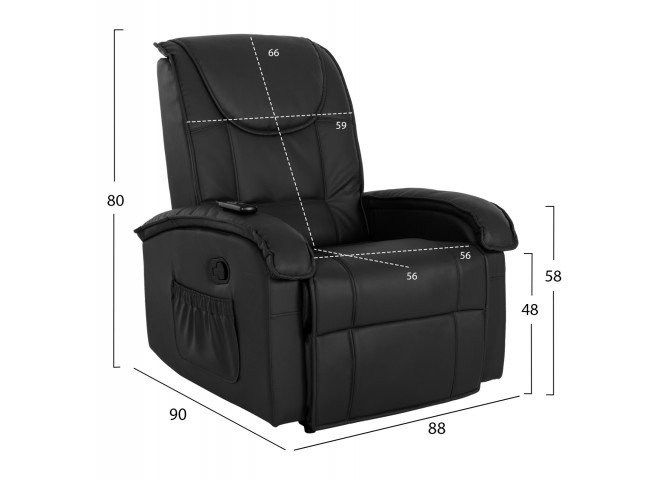 Πολυθρόνα με μηχανισμό massage από PU μαύρο 80x96x97εκ