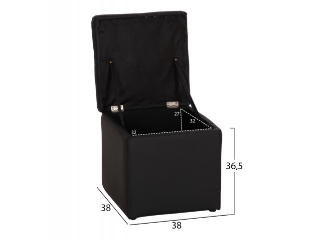 ΣΚΑΜΠΩ ΜΕ ΑΠΟΘΗΚΕΥΤΙΚΟ ΧΩΡΟ PU ΜΑΥΡΟ CUBE HM224.01 36,5x36,5x36Υεκ.