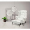 Πολυθρόνα τύπου Chesterfield σε λευκό χρώμα με σκαμπώ 83x75x107 εκ.