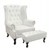 Πολυθρόνα τύπου Chesterfield σε λευκό χρώμα με σκαμπώ 83x75x107 εκ.