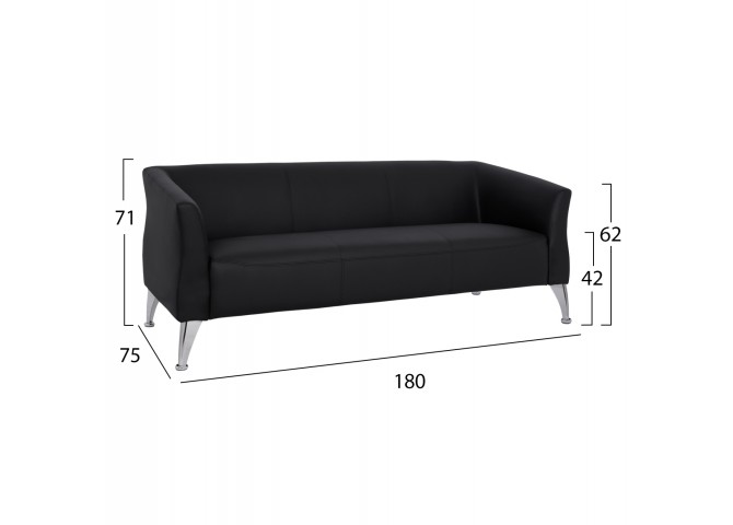 ΚΑΝΑΠΕΣ 3ΘΕΣΙΟΣ KIANA HM3122.31 ΜΕ ΜΑΥΡΟ PU 180x75x71 εκ.