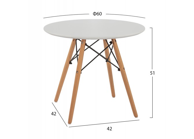 ΠΑΙΔΙΚΟ ΤΡΑΠΕΖΙ MINIMAL ΣΤΡΟΓΓYΛΟ Φ60X51Υ ΛΕΥΚΟ