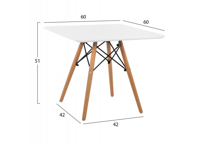 ΠΑΙΔΙΚΟ ΤΡΑΠΕΖΙ MINIMAL ΛΕΥΚΟ 60x60x51Y