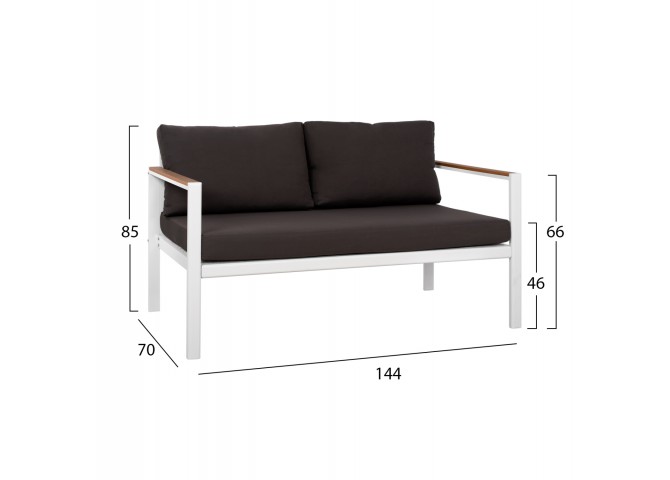 ΚΑΝΑΠΕΣ ΔΙΘΕΣΙΟΣ ΑΛΟΥΜΙΝΙΟΥ ΛΕΥΚΟΣ 144x70x79 (με μαξιλάρι)