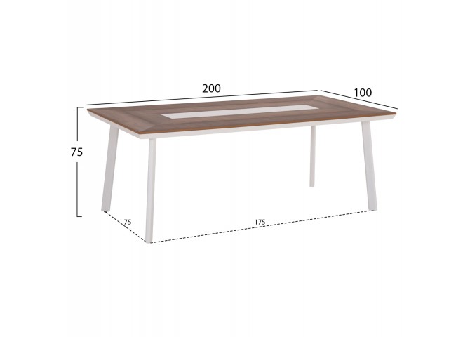ΤΡΑΠΕΖΙ ΑΛΟΥΜΙΝΙΟΥ ΜΕ POLYWOOD 200X94 ΛΕΥΚΟ