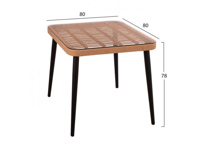 ΣΕΤ 3ΤΜΧ ALLEGRA WICKER ΜΕ ΤΡΑΠΕΖΙ 80X80Χ78Υ ΜΠΕΖ & ΜΑΥΡΟ ΧΡΩΜΑ HM10483
