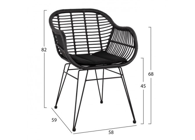 ΣΕΤ 5ΤΜΧ ALLEGRA WICKER ΜΕ ΤΡΑΠΕΖΙ 140X80Χ78Υ ΜΠΕΖ & ΜΑΥΡΟ ΧΡΩΜΑ HM10508