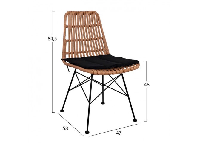 ΣΕΤ 5ΤΜΧ ALLEGRA WICKER ΜΕ ΤΡΑΠΕΖΙ 140X80Χ78Υ ΜΠΕΖ & ΜΑΥΡΟ ΧΡΩΜΑ HM10491