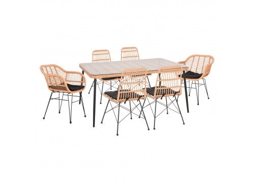 ΣΕΤ 5ΤΜΧ ΜΕ ΤΡΑΠΕΖΙ 160x90x78 εκ.ΜΠΕΖ & ΜΑΥΡΟ ΧΡΩΜΑ