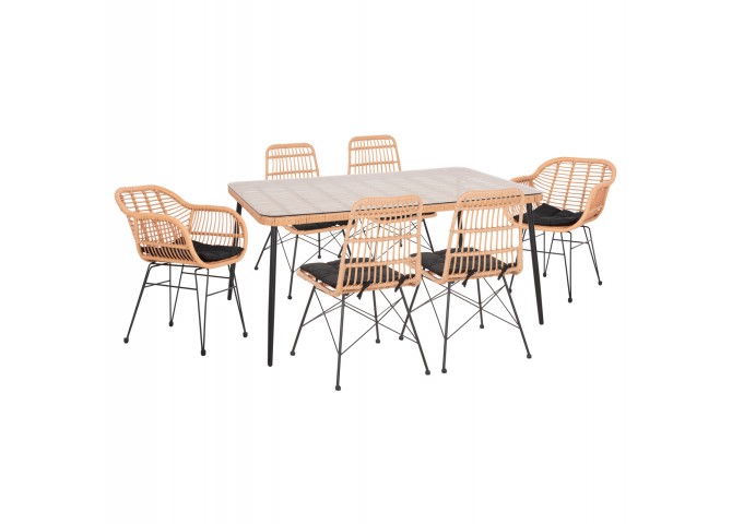 ΣΕΤ 5ΤΜΧ ΜΕ ΤΡΑΠΕΖΙ 160x90x78 εκ.ΜΠΕΖ & ΜΑΥΡΟ ΧΡΩΜΑ