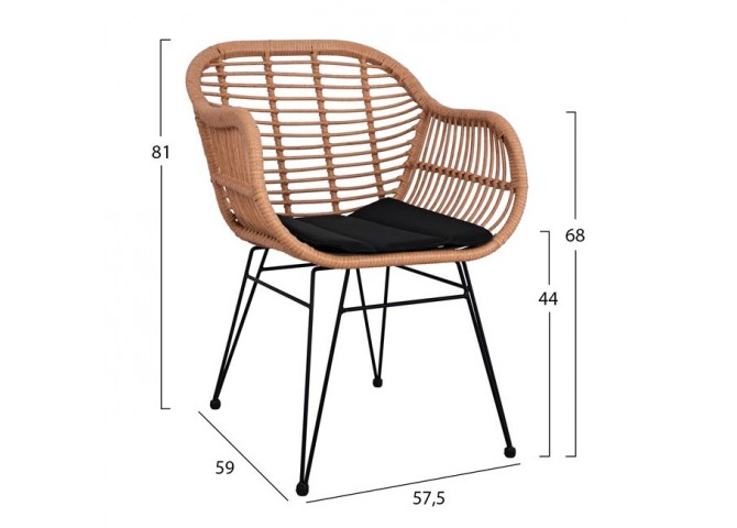 ΣΕΤ 7ΤΜΧ ALLEGRA WICKER ΜΕ ΤΡΑΠΕΖΙ 160X90X78Υ ΜΠΕΖ & ΜΑΥΡΟ ΧΡΩΜΑ HM10513