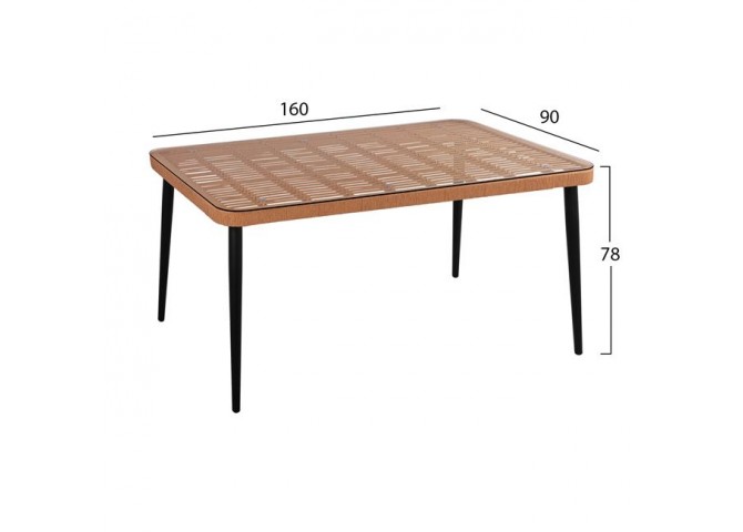 ΣΕΤ 7ΤΜΧ ALLEGRA WICKER ΜΕ ΤΡΑΠΕΖΙ 160X90X78Υ ΜΠΕΖ & ΜΑΥΡΟ ΧΡΩΜΑ HM10516