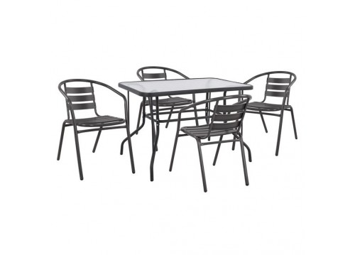 ΣΕΤ ΤΡΑΠΕΖΑΡΙΑΣ 5ΤΜΧ ADAM HM21220.01 ΚΑΡΕΚΛΕΣ ΜΕΤΑΛΛΙΚΕΣ & ΤΡΑΠΕΖΙ 110x60 ΓΚΡΙ