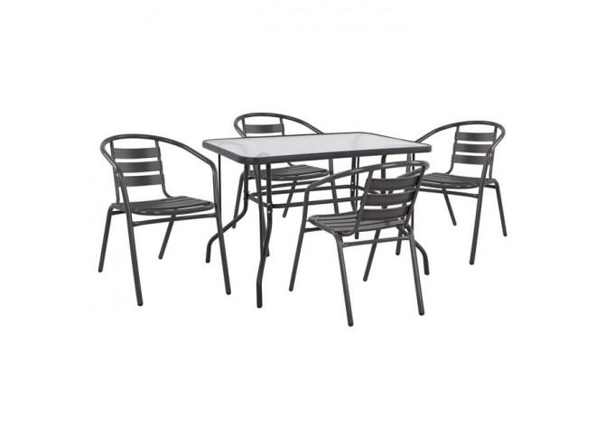 ΣΕΤ ΤΡΑΠΕΖΑΡΙΑΣ 5ΤΜΧ ADAM HM21220.01 ΚΑΡΕΚΛΕΣ ΜΕΤΑΛΛΙΚΕΣ & ΤΡΑΠΕΖΙ 110x60 ΓΚΡΙ