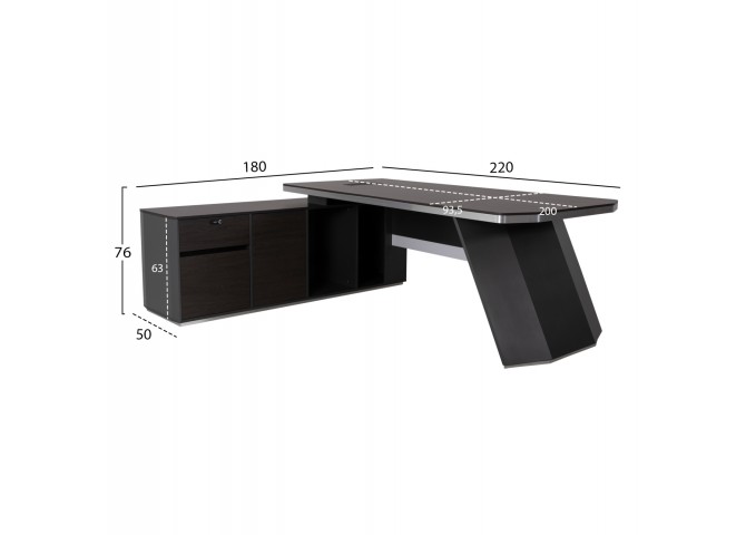 ΓΡΑΦΕΙΟ ΕΠΑΓΓΕΛΜΑΤΙΚΟ ΑΝΑΣΤΡΕΨΙΜΗ ΓΩΝΙΑ ROSEWOOD HM2083 220X180X76Υεκ.