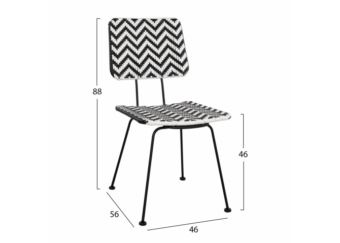 ΚΑΡΕΚΛΑ ΜΕΤΑΛΛΙΚΗ ΜΕ WICKER ΜΑΥΡΟ-ΛΕΥΚΟ 46x56x88Υ εκ.