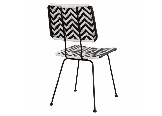 ΚΑΡΕΚΛΑ ΜΕΤΑΛΛΙΚΗ ΜΕ WICKER ΜΑΥΡΟ-ΛΕΥΚΟ 46x56x88Υ εκ.