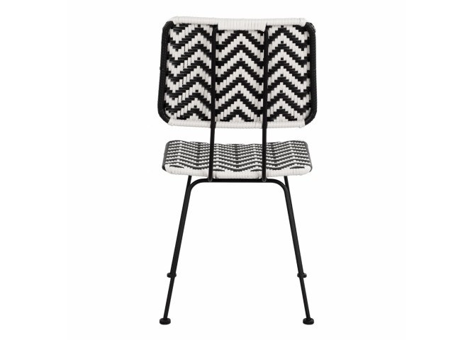 ΚΑΡΕΚΛΑ ΜΕΤΑΛΛΙΚΗ ΜΕ WICKER ΜΑΥΡΟ-ΛΕΥΚΟ 46x56x88Υ εκ.