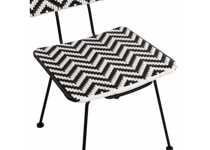 ΚΑΡΕΚΛΑ ΜΕΤΑΛΛΙΚΗ ΜΕ WICKER ΜΑΥΡΟ-ΛΕΥΚΟ 46x56x88Υ εκ.