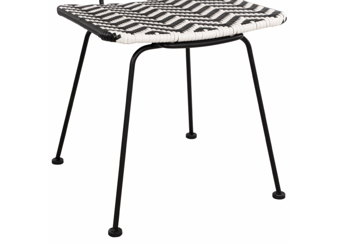 ΚΑΡΕΚΛΑ ΜΕΤΑΛΛΙΚΗ ΜΕ WICKER ΜΑΥΡΟ-ΛΕΥΚΟ 46x56x88Υ εκ.