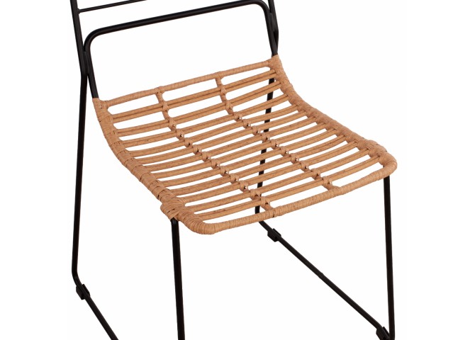 ΚΑΡΕΚΛΑ ΜΕΤΑΛΛΙΚΗ ΜΕ WICKER ΜΠΕΖ 51x54x83Υ εκ.