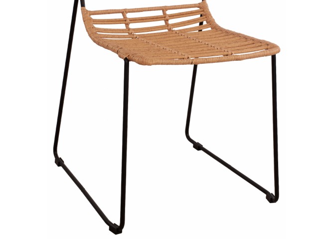ΚΑΡΕΚΛΑ ΜΕΤΑΛΛΙΚΗ ΜΕ WICKER ΜΠΕΖ 51x54x83Υ εκ.