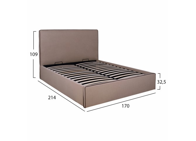 ΚΡΕΒΑΤΙ ALLIE HM584.02 160x200 εκ. ΜΕ ΑΠΟΘΗΚΕΥΤΙΚΟ ΧΩΡΟ ΜΠΕΖ ΥΦΑΣΜΑ