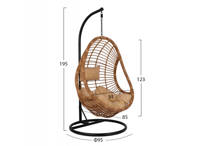 ΚΡΕΜΑΣΤΗ ΠΟΛΥΘΡΟΝΑ ΦΩΛΙΑ ΜΕ WICKER & ΜΑΞΙΛΑΡΙΑ ΜΠΕΖ Φ95Χ195Υ