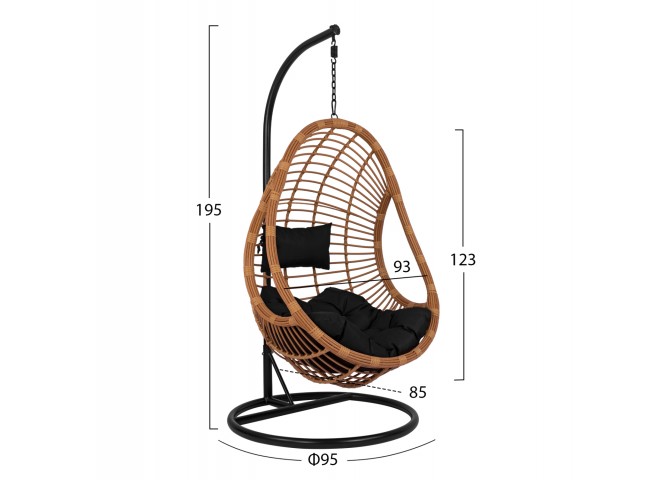 ΚΡΕΜΑΣΤΗ ΠΟΛΥΘΡΟΝΑ ΦΩΛΙΑ ΜΕ ΜΠΕΖ WICKER & ΜΑΥΡΑ ΜΑΞΙΛΑΡΙΑ Φ95Χ195Υ