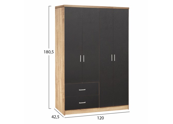 ΝΤΟΥΛΑΠΑ 4ΦΥΛΛΗ ME 2 ΣΥΡΤΑΡΙΑ SONAMA-ΓΚΡΙ 120Χ42Χ181cm