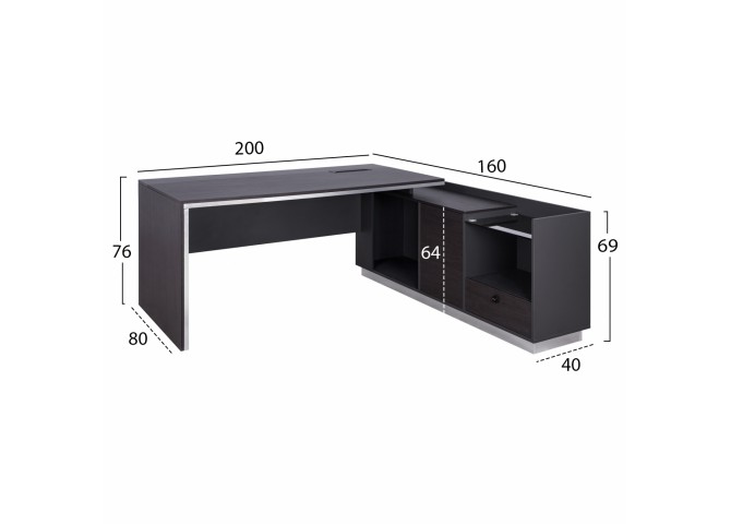 ΓΡΑΦΕΙΟ ΕΠΑΓΓΕΛΜΑΤΙΚΟ ΔΕΞΙΑ ΓΩΝΙΑ 200X160X76Υ εκ.