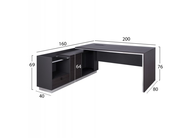 ΓΡΑΦΕΙΟ ΕΠΑΓΓΕΛΜΑΤΙΚΟ ΑΡΙΣΤΕΡΗ ΓΩΝΙΑ 200X160X76Υ εκ.