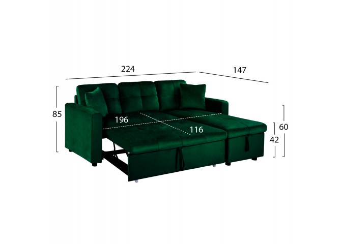 ΚΑΝΑΠΕΣ ΓΩΝΙΑ ΚΡΕΒΑΤΙ 224x147x85Υεκ. ΒΕΛΟΥΔΟ ΚΥΠΑΡΙΣΣΙ