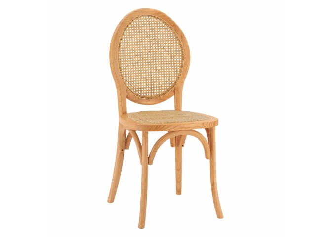 ΚΑΡΕΚΛΑ ΞΥΛΙΝΗ ΜΕ ΟΒΑΛ ΠΛΑΤΗ ΚΑΙ ΠΛΕΞΗ RATTAN ΣΕ ΦΥΣΙΚΗ ΑΠΟΧΡΩΣΗ 45x50x97 εκ.