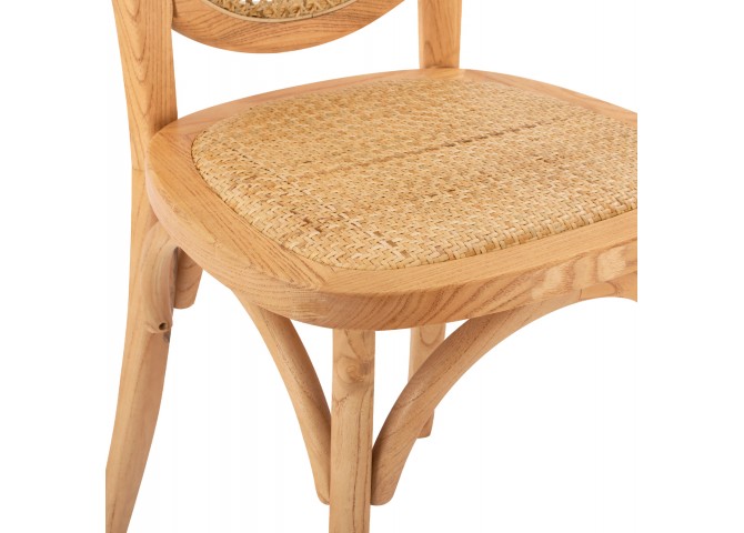 ΚΑΡΕΚΛΑ ΞΥΛΙΝΗ ΜΕ ΟΒΑΛ ΠΛΑΤΗ ΚΑΙ ΠΛΕΞΗ RATTAN ΣΕ ΦΥΣΙΚΗ ΑΠΟΧΡΩΣΗ 45x50x97 εκ.