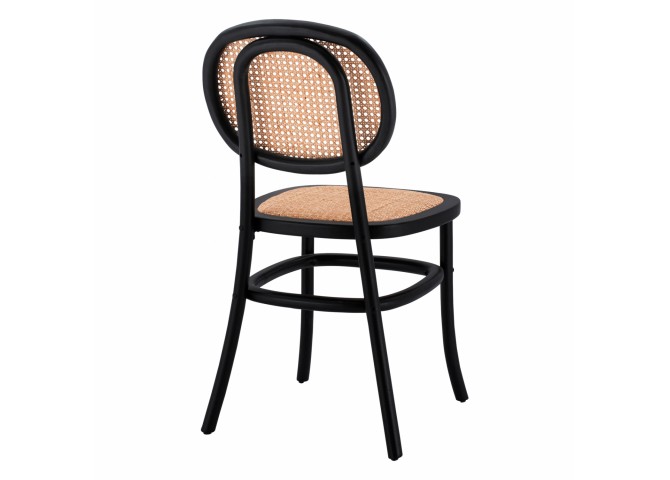 ΚΑΡΕΚΛΑ ΞΥΛΙΝΗ ΜΕ ΠΛΕΞΗ RATTAN ΣΕ ΜΑΥΡΗ ΑΠΟΧΡΩΣΗ 44x51x87 εκ.