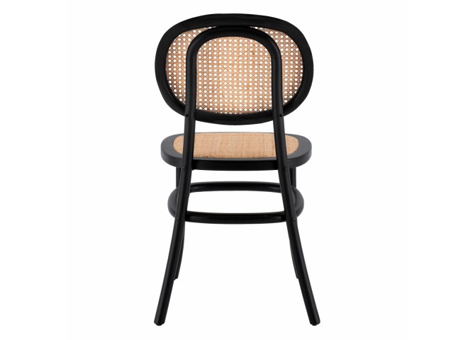 ΚΑΡΕΚΛΑ ΞΥΛΙΝΗ ΜΕ ΠΛΕΞΗ RATTAN ΣΕ ΜΑΥΡΗ ΑΠΟΧΡΩΣΗ 44x51x87 εκ.