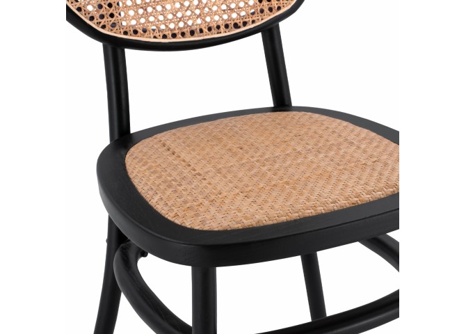 ΚΑΡΕΚΛΑ ΞΥΛΙΝΗ ΜΕ ΠΛΕΞΗ RATTAN ΣΕ ΜΑΥΡΗ ΑΠΟΧΡΩΣΗ 44x51x87 εκ.