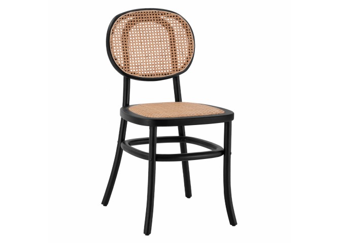 ΚΑΡΕΚΛΑ ΞΥΛΙΝΗ ΜΕ ΠΛΕΞΗ RATTAN ΣΕ ΜΑΥΡΗ ΑΠΟΧΡΩΣΗ 44x51x87 εκ.