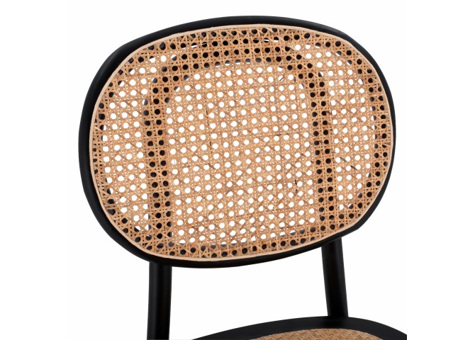 ΚΑΡΕΚΛΑ ΞΥΛΙΝΗ ΜΕ ΠΛΕΞΗ RATTAN ΣΕ ΜΑΥΡΗ ΑΠΟΧΡΩΣΗ 44x51x87 εκ.