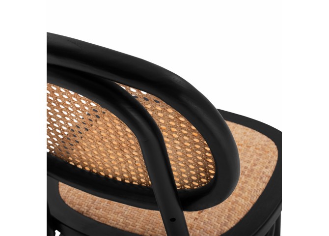 ΚΑΡΕΚΛΑ ΞΥΛΙΝΗ ΜΕ ΠΛΕΞΗ RATTAN ΣΕ ΜΑΥΡΗ ΑΠΟΧΡΩΣΗ 44x51x87 εκ.