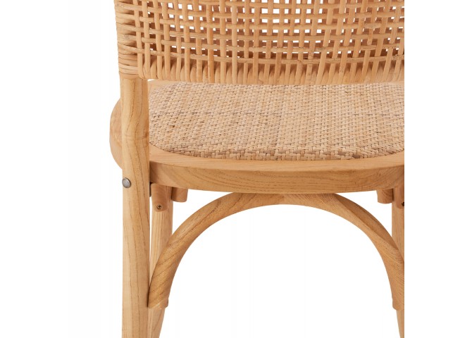 ΚΑΡΕΚΛΑ ΞΥΛΙΝΗ ΜΕ ΠΛΕΞΗ RATTAN ΣΕ ΦΥΣΙΚΗ ΑΠΟΧΡΩΣΗ 49x54x89 εκ.