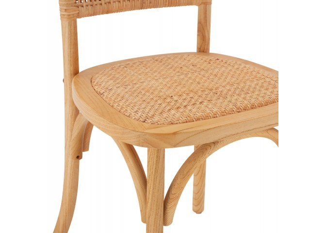 ΚΑΡΕΚΛΑ ΞΥΛΙΝΗ ΜΕ ΠΛΕΞΗ RATTAN ΣΕ ΦΥΣΙΚΗ ΑΠΟΧΡΩΣΗ 49x54x89 εκ.