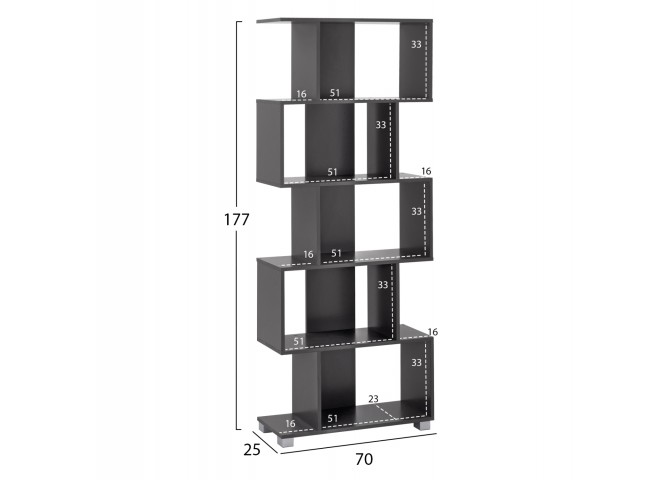 ΒΙΒΛΙΟΘΗΚΗ ΜΕΛΑΜΙΝΗΣ HM2385.10 ΓΚΡΙ 70x25x177Υ εκ.
