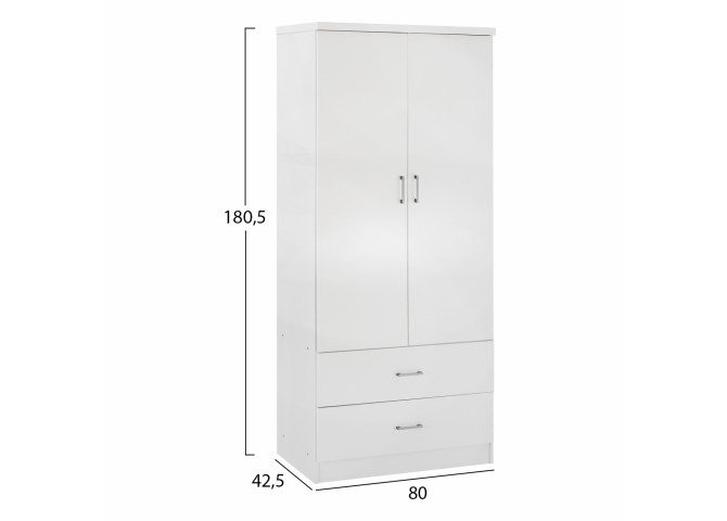 ΝΤΟΥΛΑΠΑ 2ΦΥΛΛΗ ME 2 ΣΥΡΤΑΡΙΑ HM338.05 ΛΕΥΚΗ 80Χ42,5Χ180,5Υ εκ.
