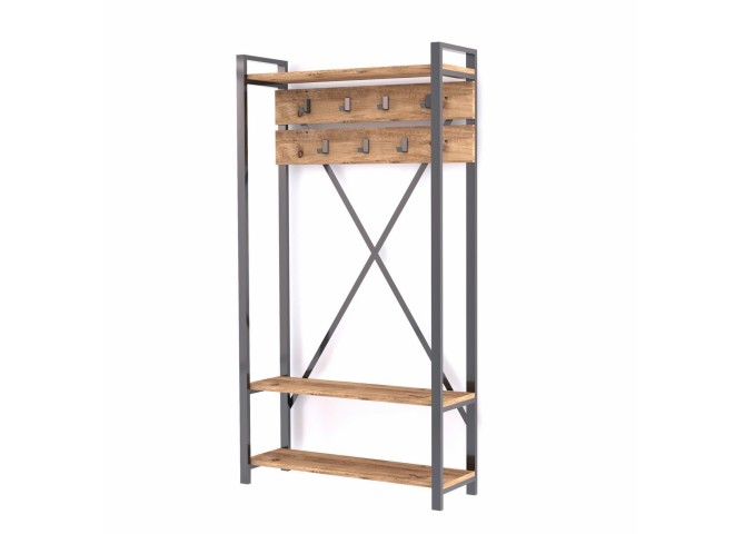 ΕΠΙΠΛΟ ΕΙΣΟΔΟΥ HM8943.01 NATURAL WOOD & ΜΑΥΡΟ  90x34x180 εκ.