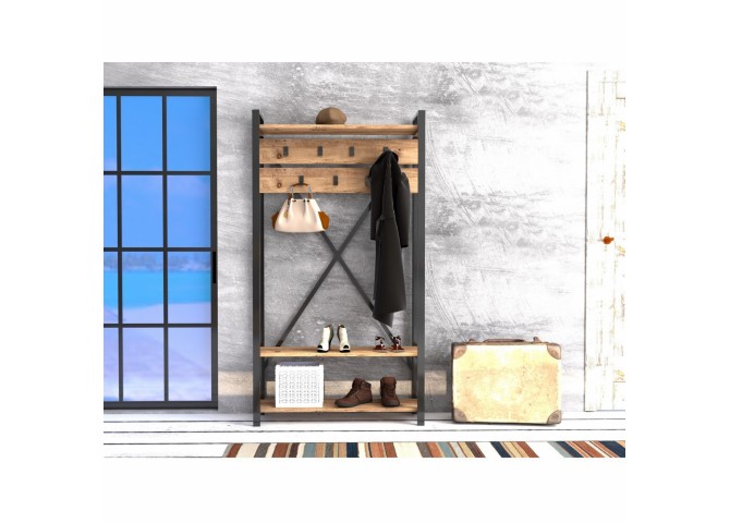 ΕΠΙΠΛΟ ΕΙΣΟΔΟΥ HM8943.01 NATURAL WOOD & ΜΑΥΡΟ  90x34x180 εκ.