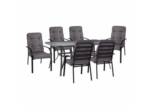 ΣΕΤ ΤΡΑΠΕΖΑΡΙΑ 7ΤΜΧ ΤΡΑΠΕΖΙ BRUNO 150X90 ΜΕ ΠΟΛΥΘΡΟΝΕΣ ENDIKA ΓΚΡΙ HM11475